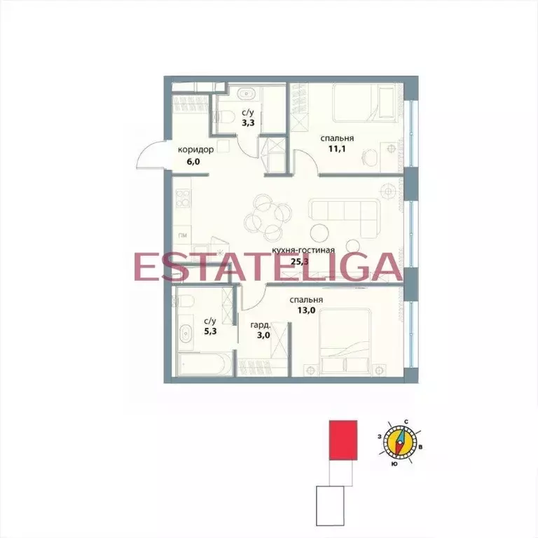 2-к кв. Москва ул. Василия Ланового, 7 (69.6 м) - Фото 1