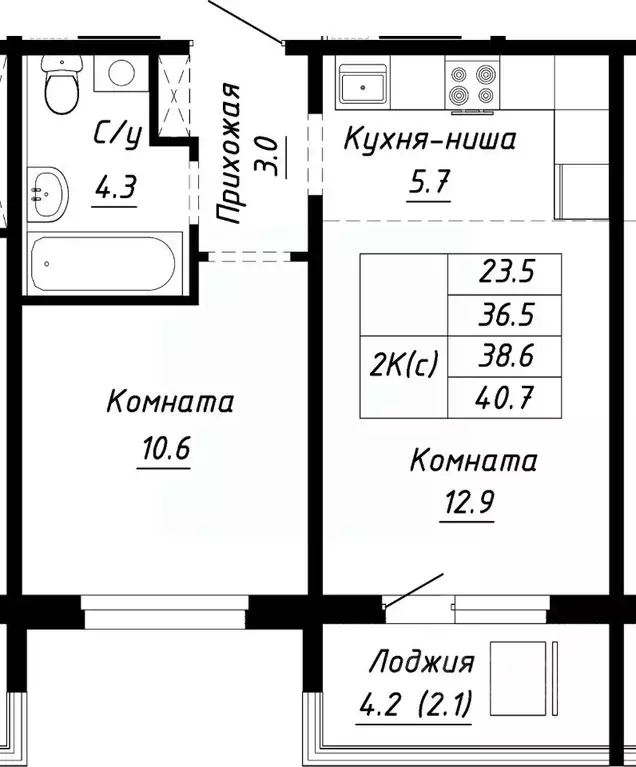 2-к кв. Алтайский край, Барнаул ул. Им. Анатолия Мельникова, 1 (38.6 ... - Фото 0