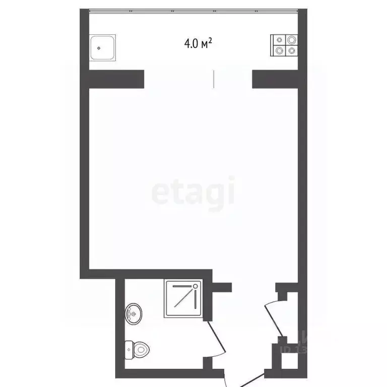 Студия Тюменская область, Тюмень ул. 30 лет Победы, 79 (12.8 м) - Фото 1