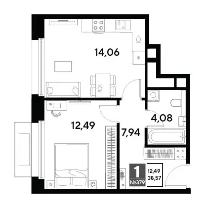 1-комнатная квартира: Реутов, 3-й микрорайон, ЖК Эво, к1 (38.57 м) - Фото 0