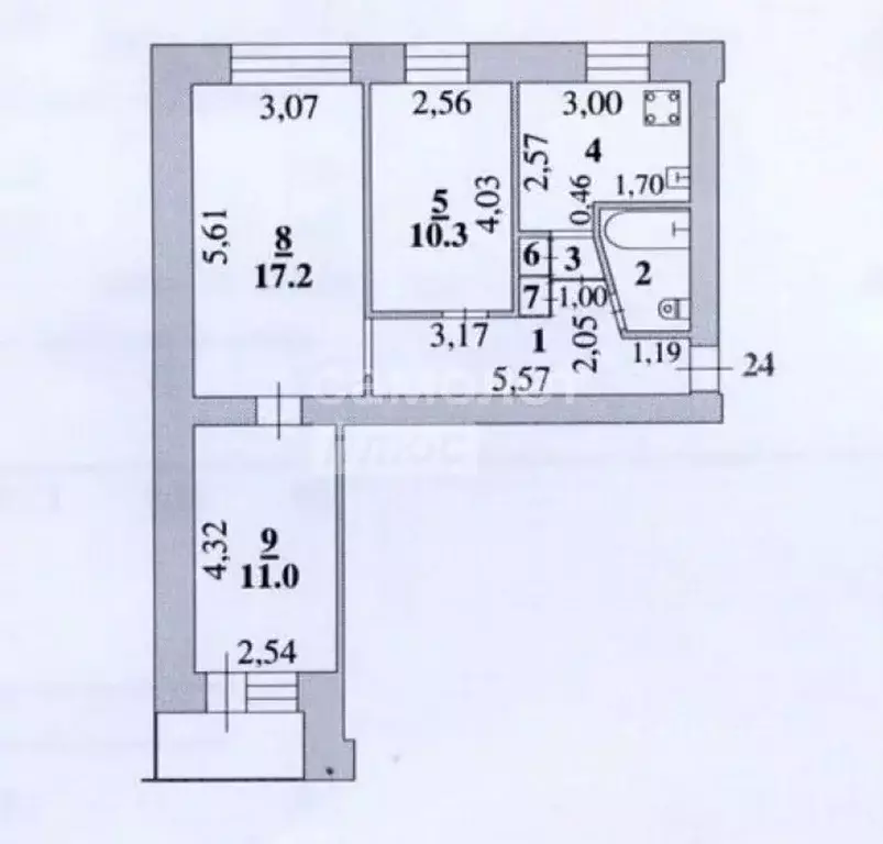 3-к кв. Липецкая область, Липецк ул. Циолковского, 35 (58.0 м) - Фото 1