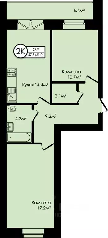 2-к кв. Ярославская область, Ярославский муниципальный округ, д. ... - Фото 0