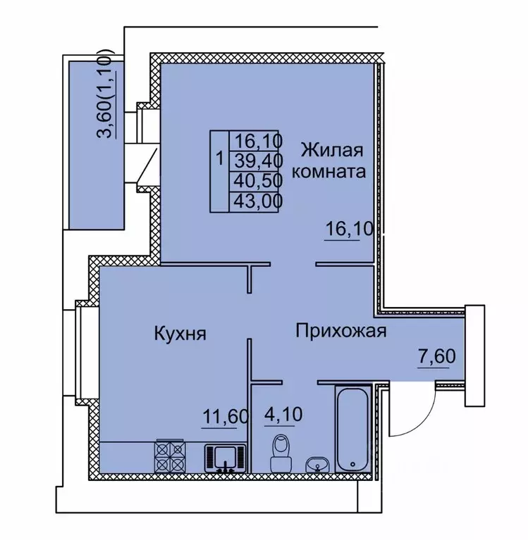 1-к кв. Тамбовская область, Тамбов ул. Научная, 8А (40.5 м) - Фото 0