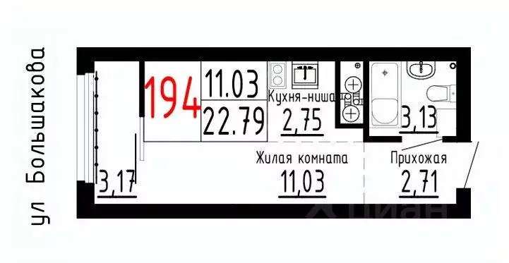 Студия Свердловская область, Екатеринбург Парковый мкр, Лувр жилой ... - Фото 0