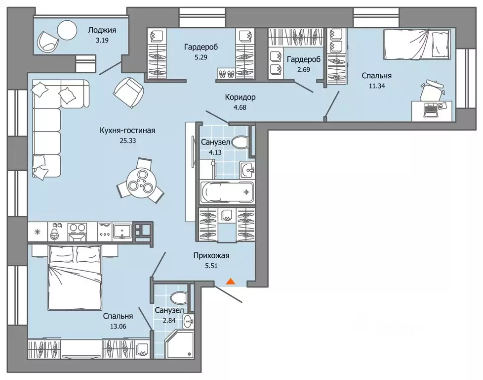 2-к кв. Пермский край, Пермь ул. Дзержинского, 35А (76.0 м) - Фото 2