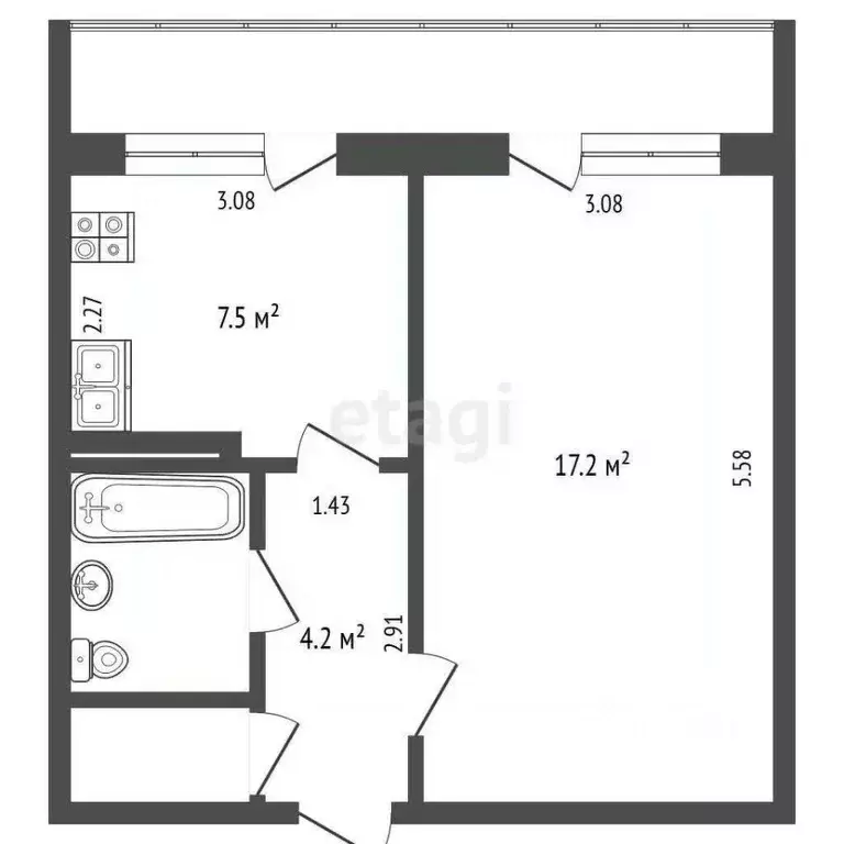 1-к кв. Московская область, Раменский муниципальный округ, с. ... - Фото 2
