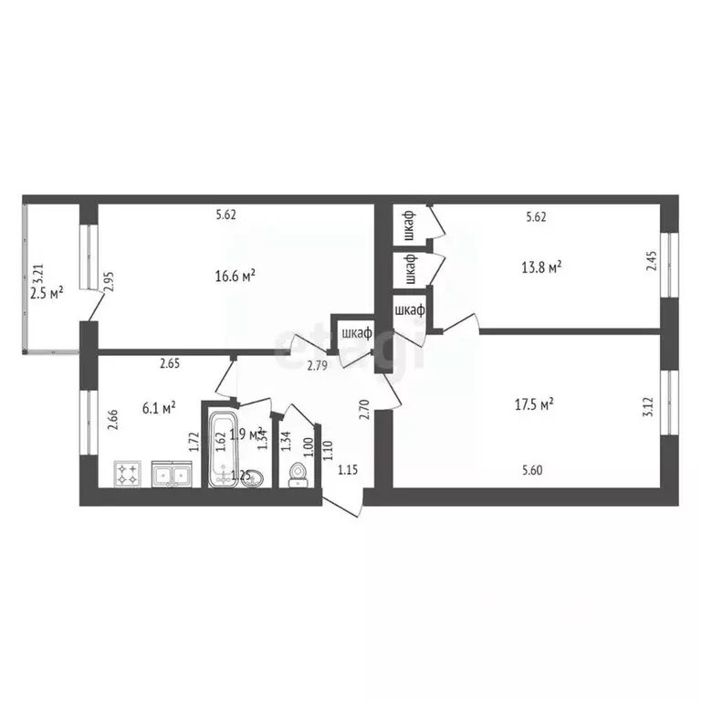 3-к кв. Забайкальский край, Чита Нерчинская ул., 9 (62.0 м) - Фото 1