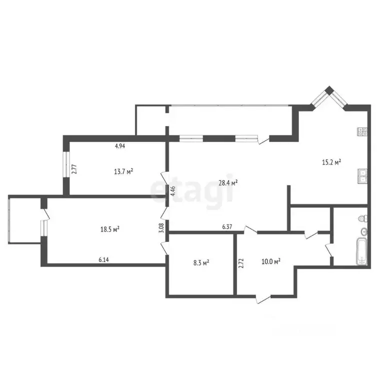 3-к кв. Ярославская область, Ярославль ул. Титова, 1 (100.9 м) - Фото 1