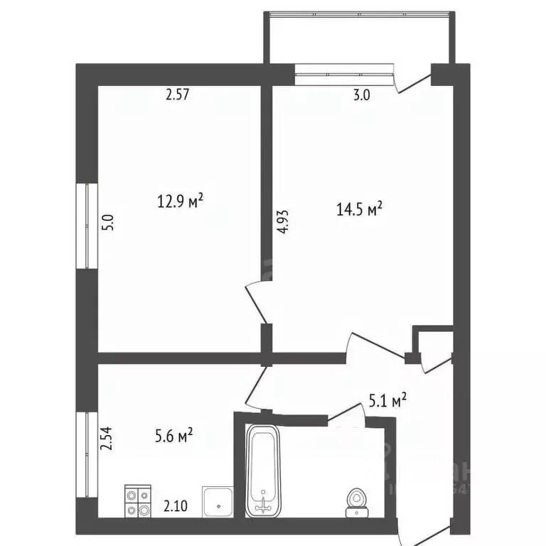 2-к кв. Владимирская область, Ковров Муромская ул., 33 (40.1 м) - Фото 0