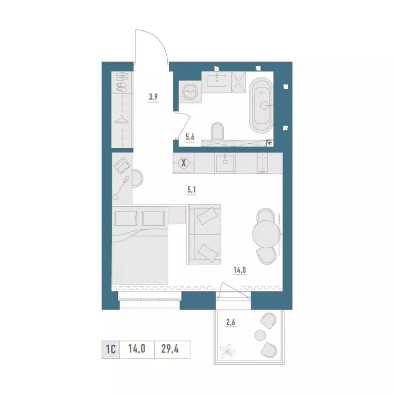 1-к кв. Башкортостан, Уфа Затон-Восточный жилрайон,  (29.4 м) - Фото 1