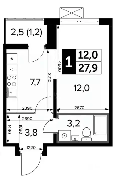 1-к кв. Москва Ленинградское ш., 228к6 (27.9 м) - Фото 0