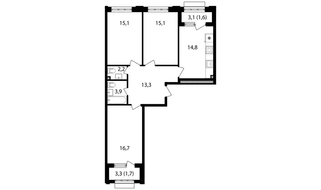 3-комнатная квартира: москва, михалковская улица, 48с7 (84.5 м) - Фото 0