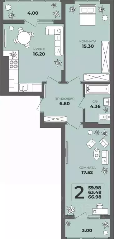 2-к кв. Калининградская область, Калининград ул. Генерала Толстикова, ... - Фото 1