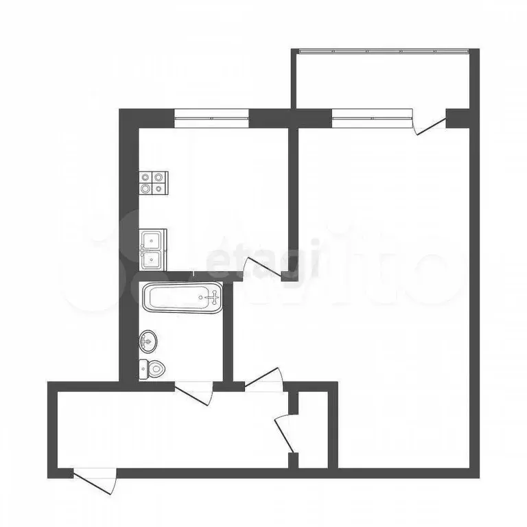 1-к. квартира, 33 м, 4/5 эт. - Фото 0