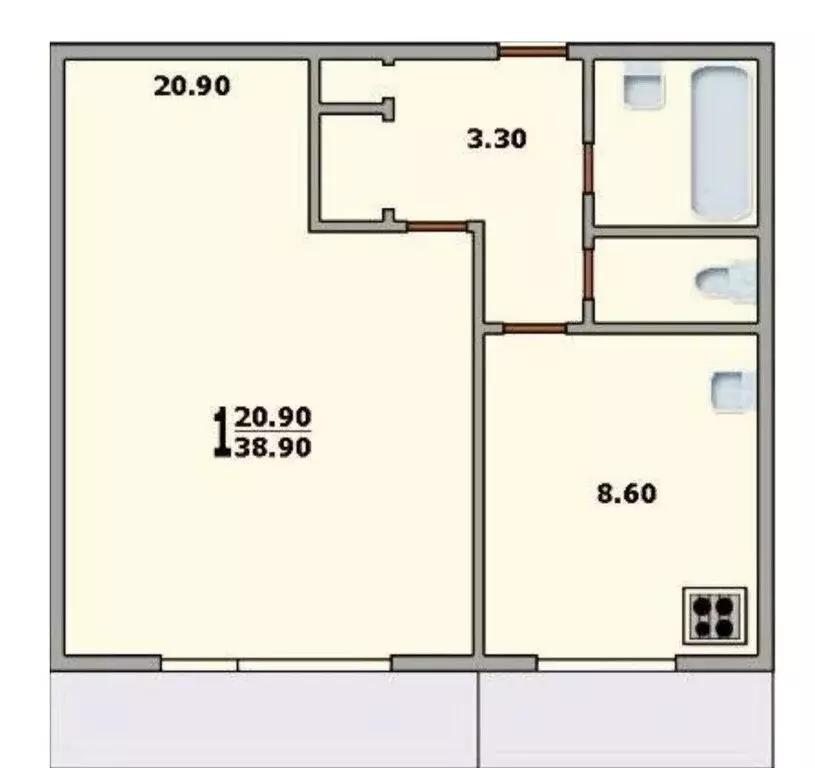 1-комнатная квартира: Москва, Клязьминская улица, 19 (38.9 м) - Фото 1