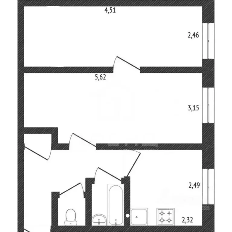 2-к кв. Санкт-Петербург Бассейная ул., 79 (44.6 м) - Фото 1