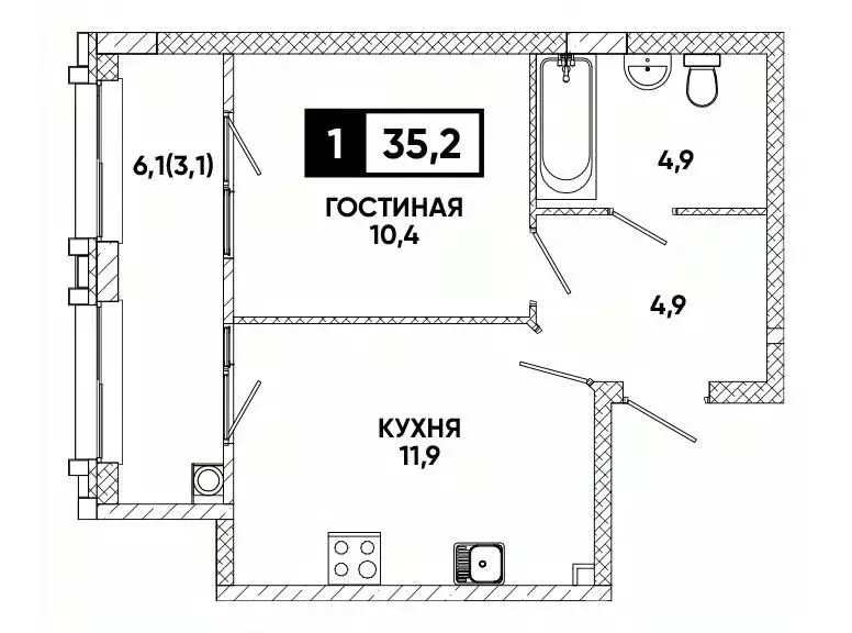 1-к кв. Ставропольский край, Кисловодск Клубный Печорин кв-л,  (35.2 ... - Фото 0