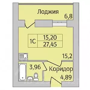 Студия Новосибирская область, Новосибирск ул. Юности, 9 (27.45 м) - Фото 0