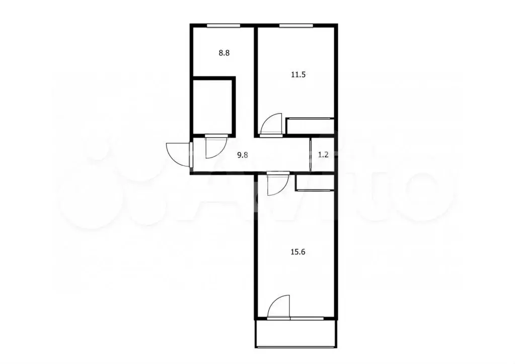 2-к. квартира, 45,8 м, 6/9 эт. - Фото 0