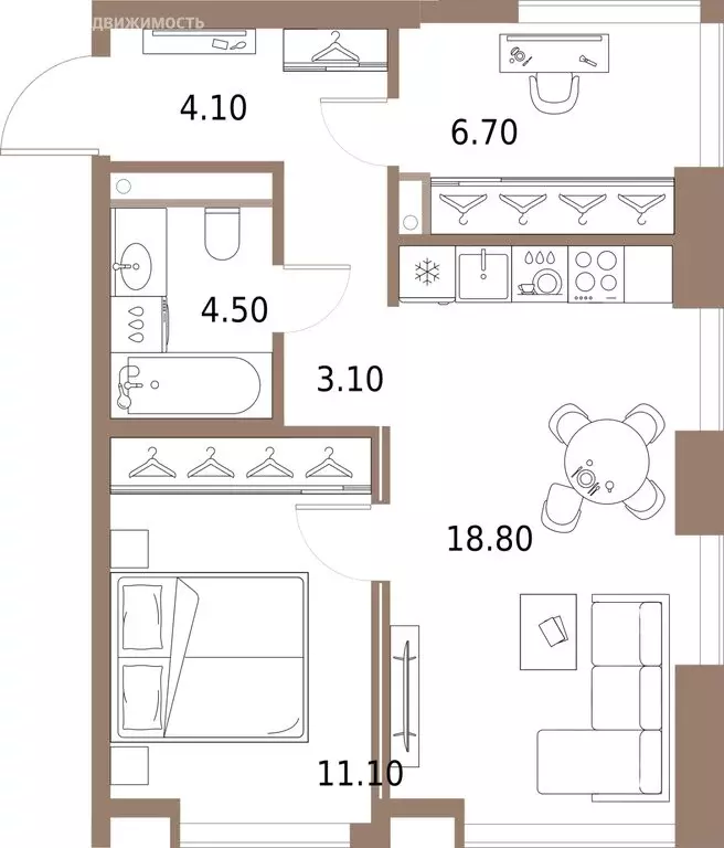 1-комнатная квартира: Москва, Ленинградское шоссе, 63 (48.3 м) - Фото 1