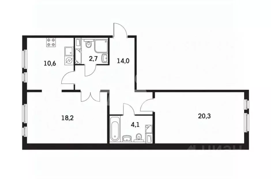 2-к кв. Московская область, Мытищи Юбилейная ул., 4 (70.0 м) - Фото 2
