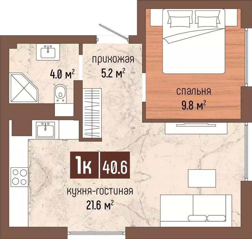 1-комнатная квартира: Калининградская область, Светлогорск, ЖК ... - Фото 0