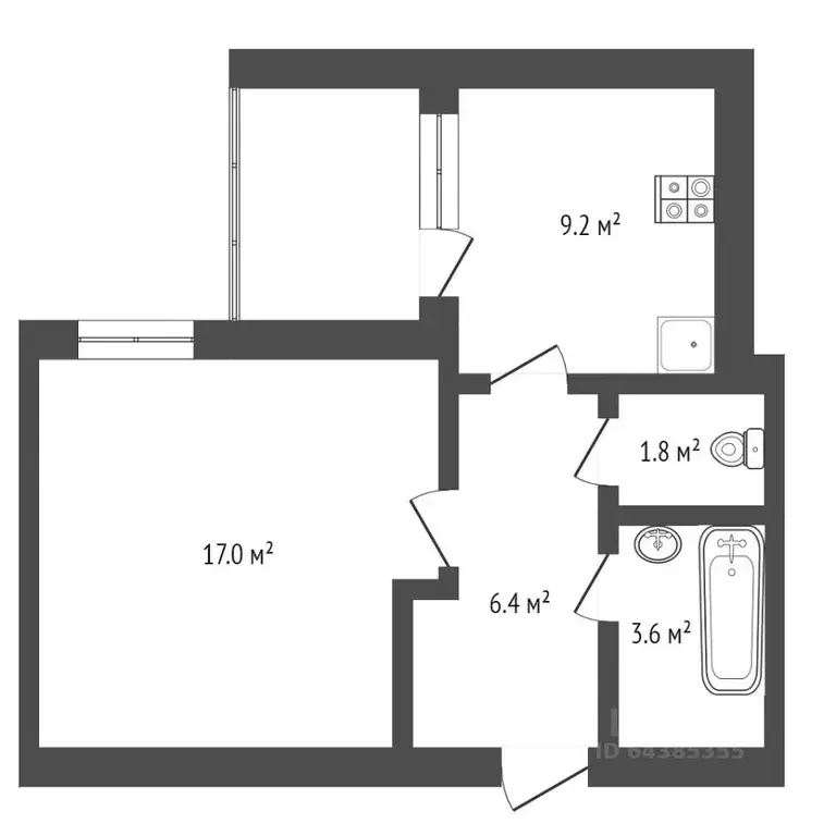 1-к кв. Алтайский край, Барнаул Балтийская ул., 96 (36.9 м) - Фото 2