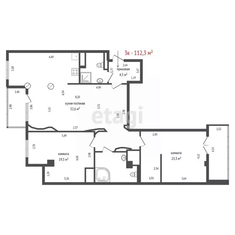 3-к кв. Свердловская область, Екатеринбург ул. Радищева, 33 (112.3 м) - Фото 2