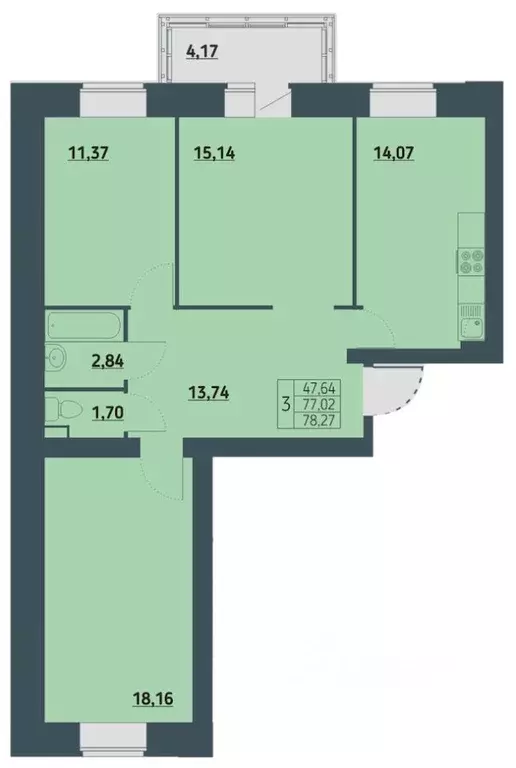 3-к кв. Красноярский край, Красноярск ул. Светлова (78.27 м) - Фото 0