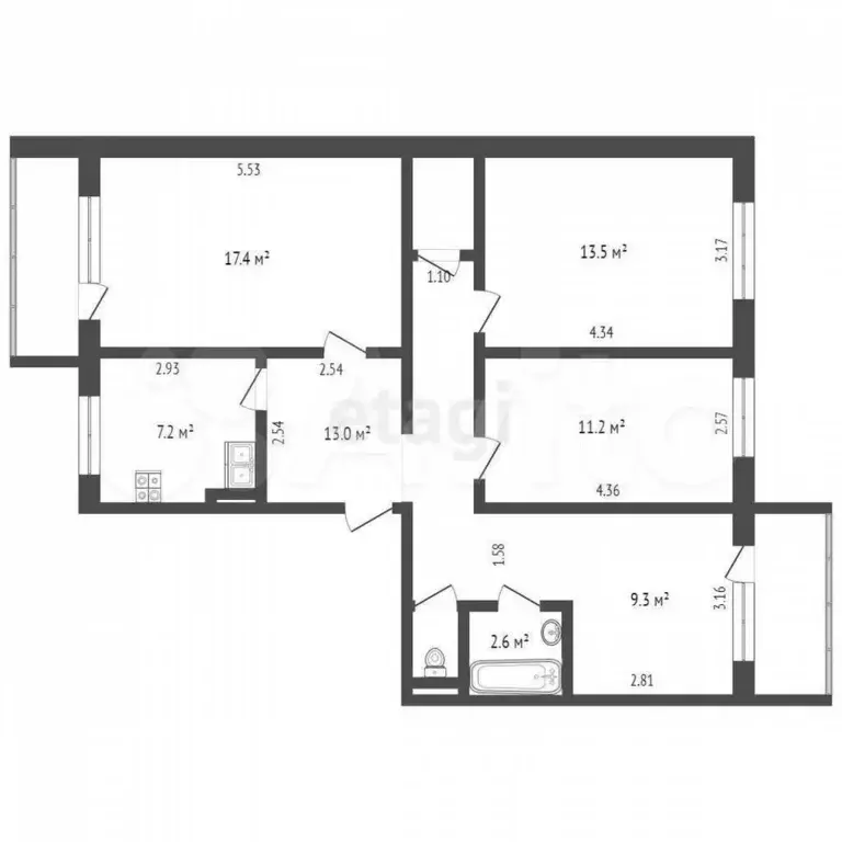 4-к. квартира, 79 м, 2/5 эт. - Фото 0