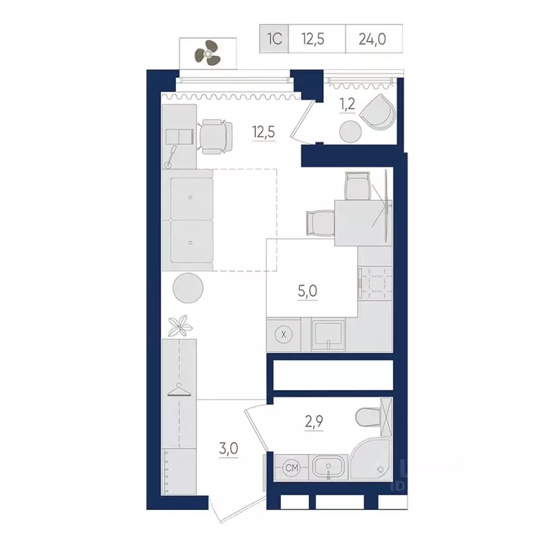 1-к кв. Башкортостан, Уфа ул. Евгения Столярова, 13 (24.0 м) - Фото 1