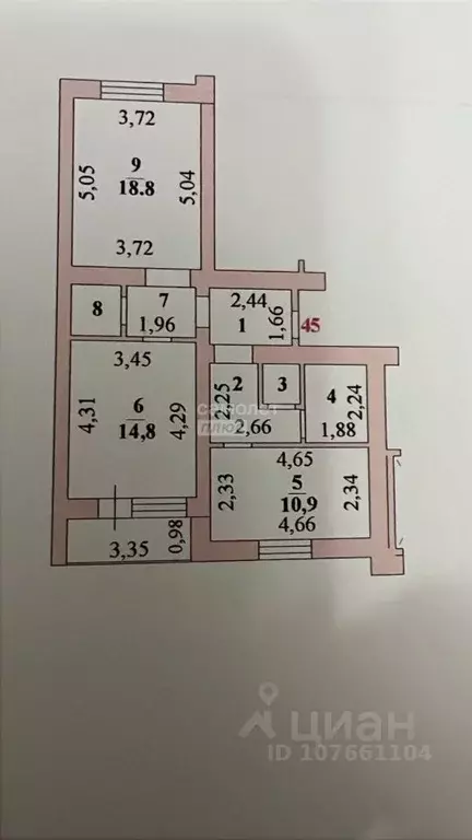 2-к кв. Липецкая область, Липецк Политехническая ул., 9 (66.7 м) - Фото 2