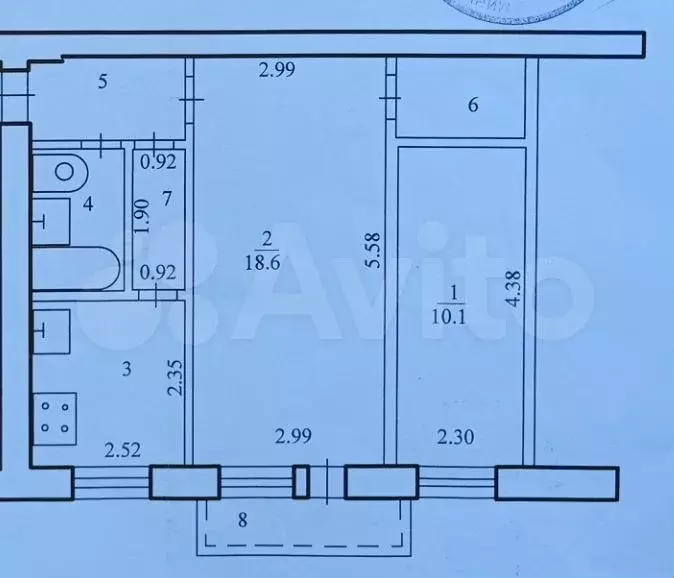 2-к. квартира, 45 м, 4/4 эт. - Фото 1