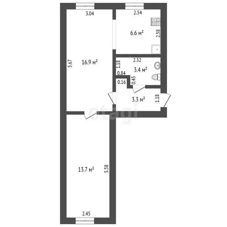2-комнатная квартира: Ишим, улица 8 Марта, 20 (43.5 м) - Фото 1