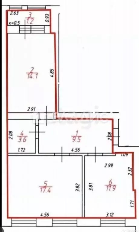 2-к кв. Калининградская область, Гурьевск ул. Каштановая, 13 (56.5 м) - Фото 2