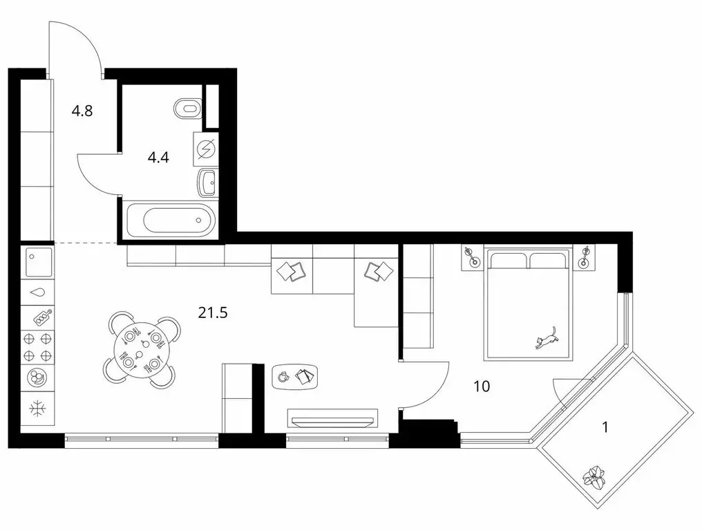 1-комнатная квартира: Москва, жилой комплекс Кавказский Бульвар 51 ... - Фото 1