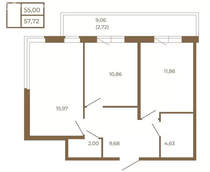 2-комнатная квартира: Сертолово, ЖК Новая История (57.72 м) - Фото 2