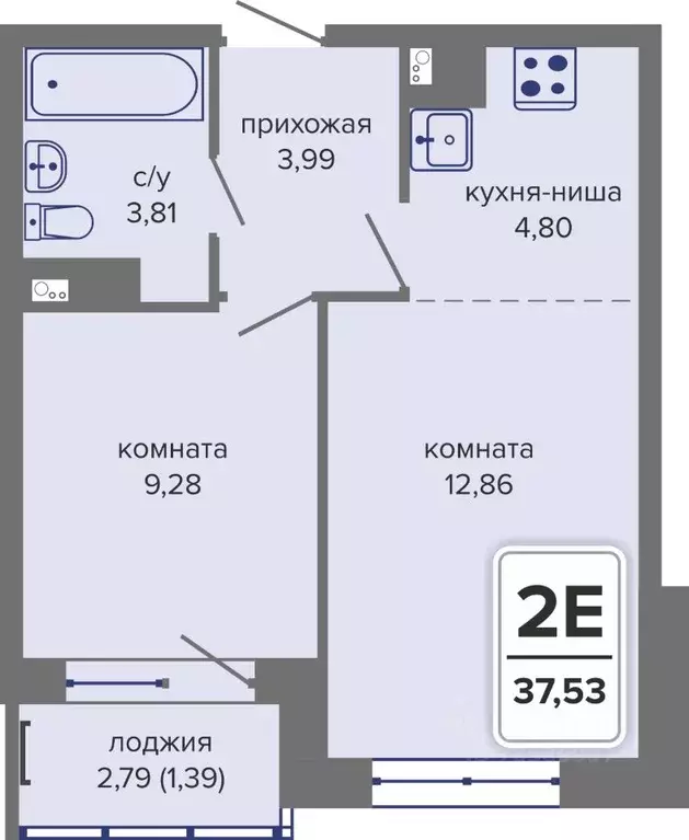 2-к кв. Пермский край, Пермь Гайва мкр,  (37.53 м) - Фото 1