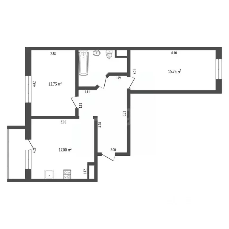 2-к кв. Тюменская область, Тюмень ул. Тимофея Чаркова, 79к3 (62.4 м) - Фото 1