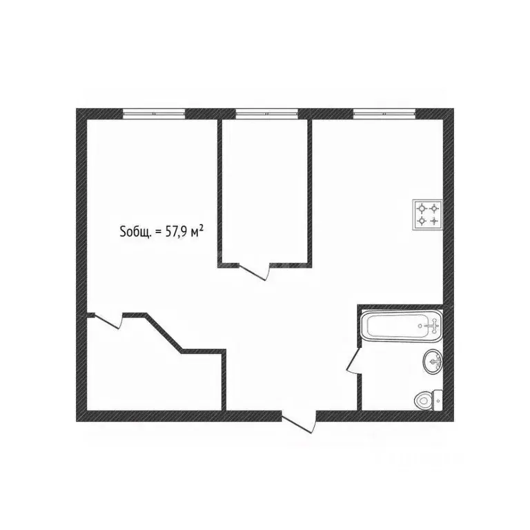 2-к кв. Брянская область, Брянск ул. Чкалова, 2/1 (57.9 м) - Фото 2