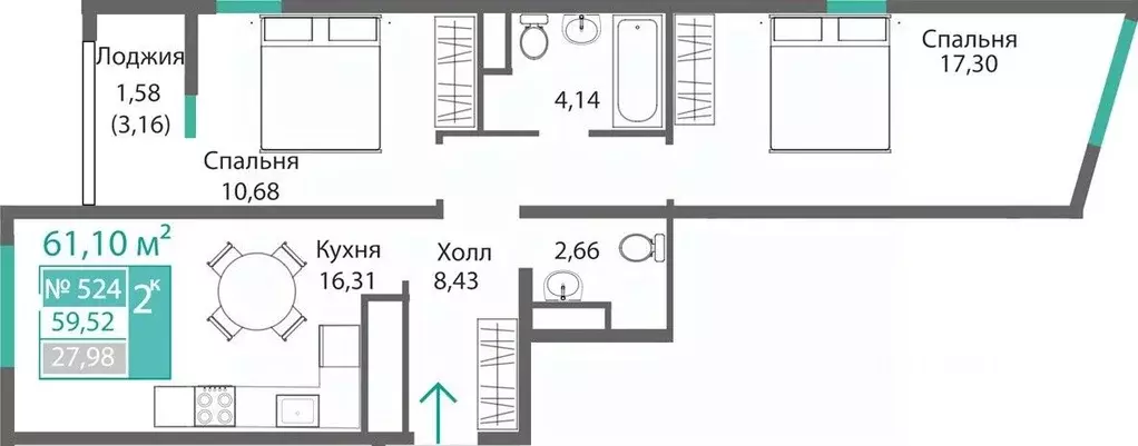 2-к кв. Крым, Симферополь Крымская роза мкр,  (61.1 м) - Фото 0