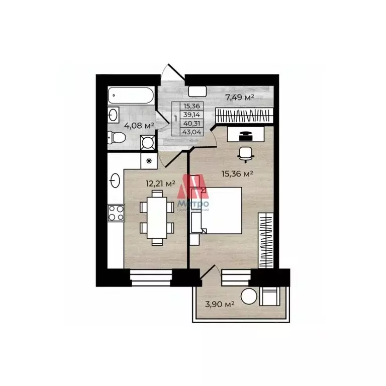 1-к кв. Ярославская область, Ярославль Уютный Квартал жилой комплекс ... - Фото 2