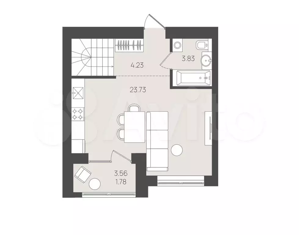 2-к. квартира, 83,4 м, 1/5 эт. - Фото 1
