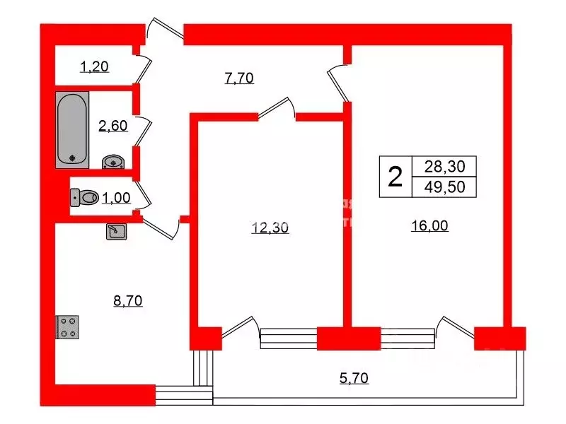 2-к кв. Санкт-Петербург Ленинский просп., 118 (49.5 м) - Фото 1