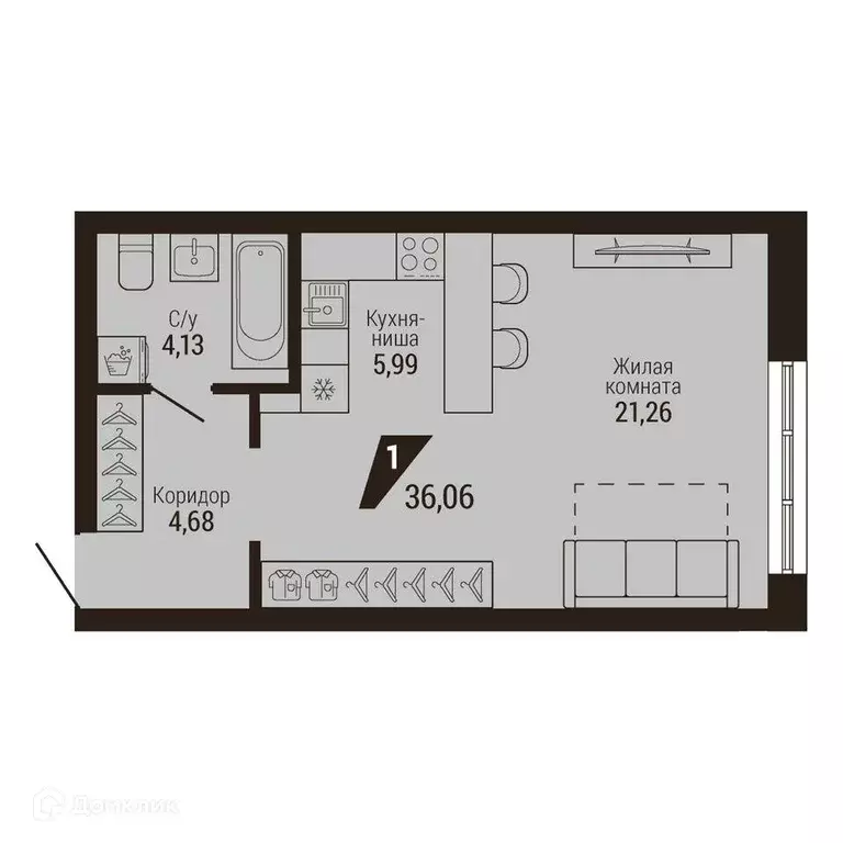 Продаётся квартира-студия, 36.1 м - Фото 0