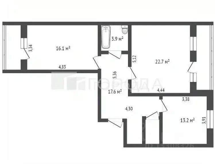 2-к кв. Новосибирская область, Новосибирск ул. Кирова, 342 (75.6 м) - Фото 1