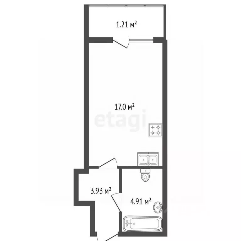 Студия Санкт-Петербург ул. Среднерогатская, 13к1 (25.8 м) - Фото 2