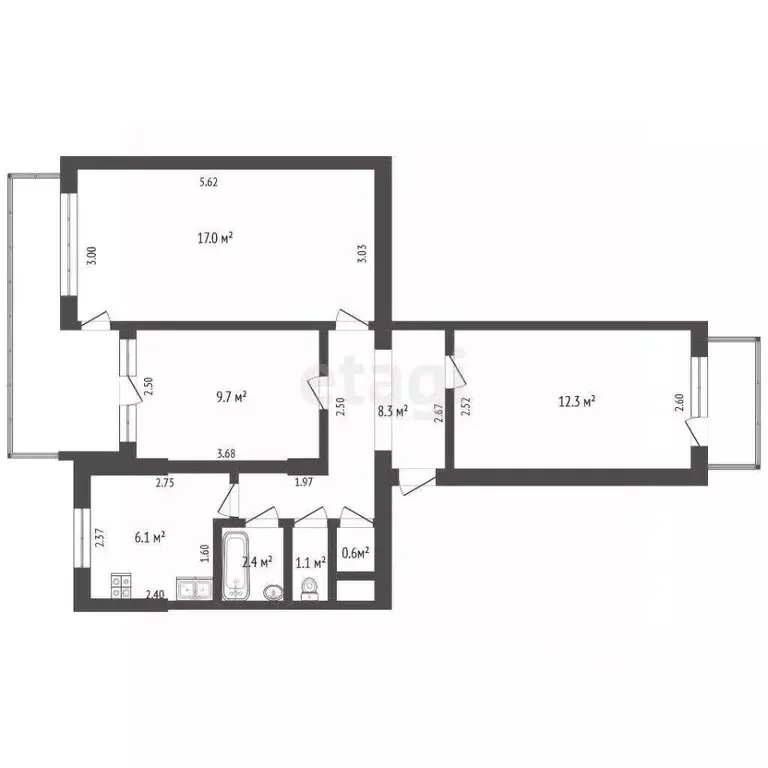 3-к кв. Крым, Феодосия ул. Федько, 103 (57.1 м) - Фото 2