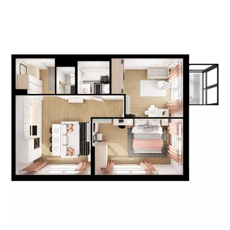 2-к кв. Приморский край, Владивосток ул. Борисенко, 48к1 (52.3 м) - Фото 2