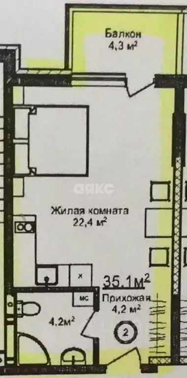 Студия Краснодарский край, Анапа Пионерский просп., 274Б (35.1 м) - Фото 2